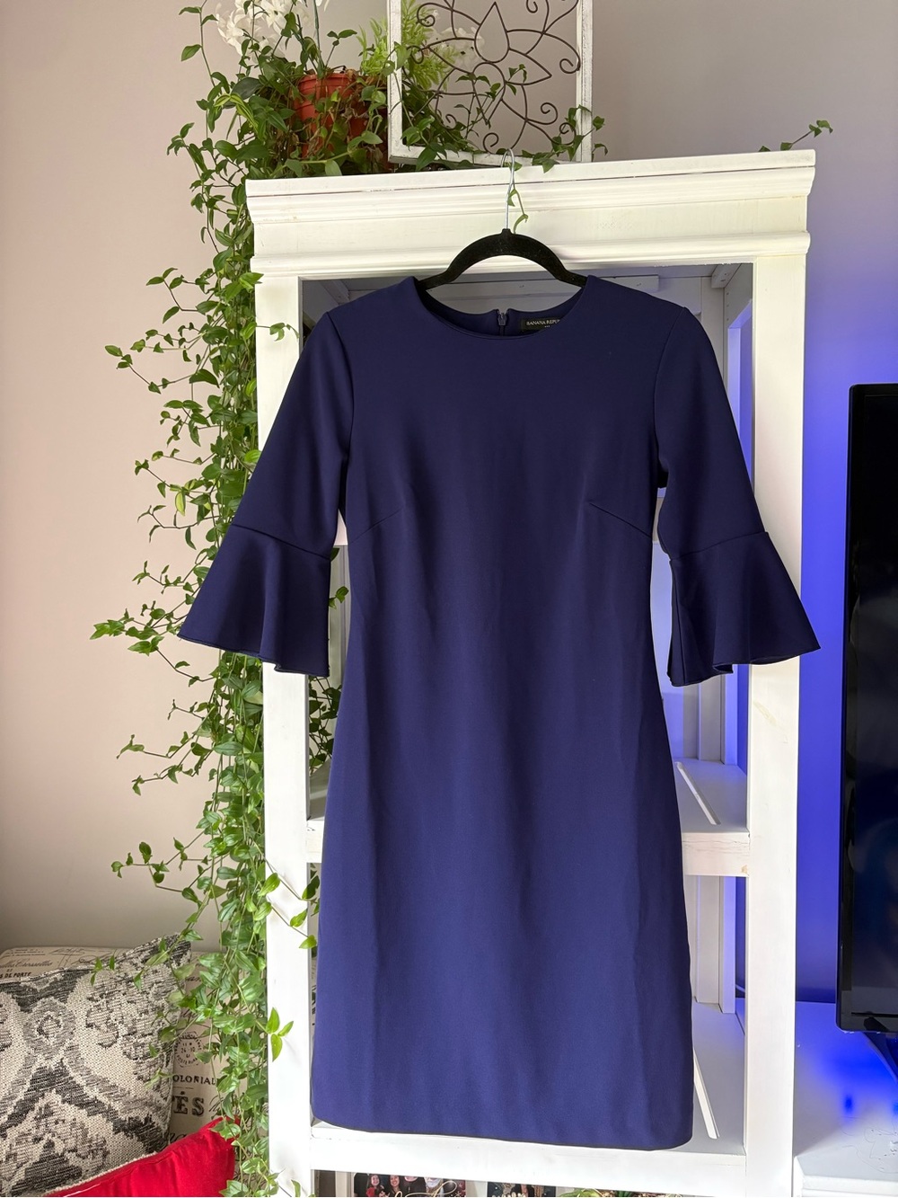 Navy Bell-Sleeve Sheath Dress by Banana Republic